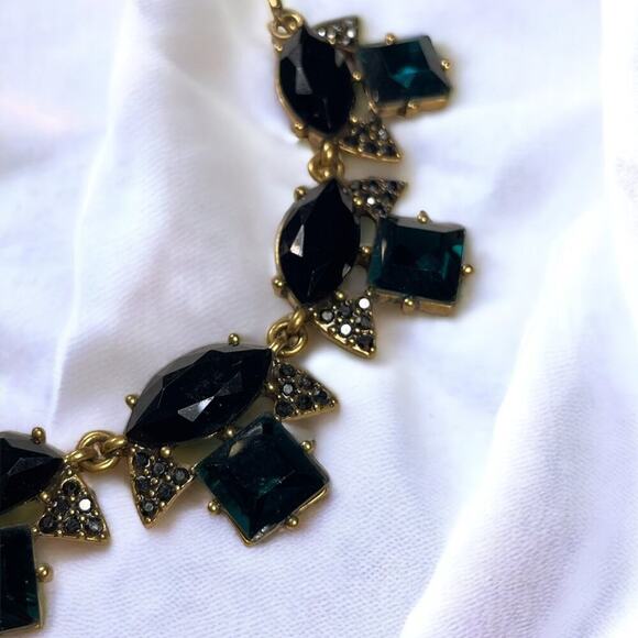 J. Crew Y2K Statement Necklace, Avant-Garde Blue Black Large Rhinestones - Picture 3 of 4